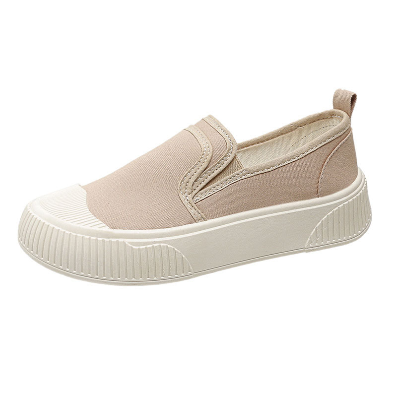 봄과 가을 여성 신발 통기성 라운드 발가락 캔버스 신발