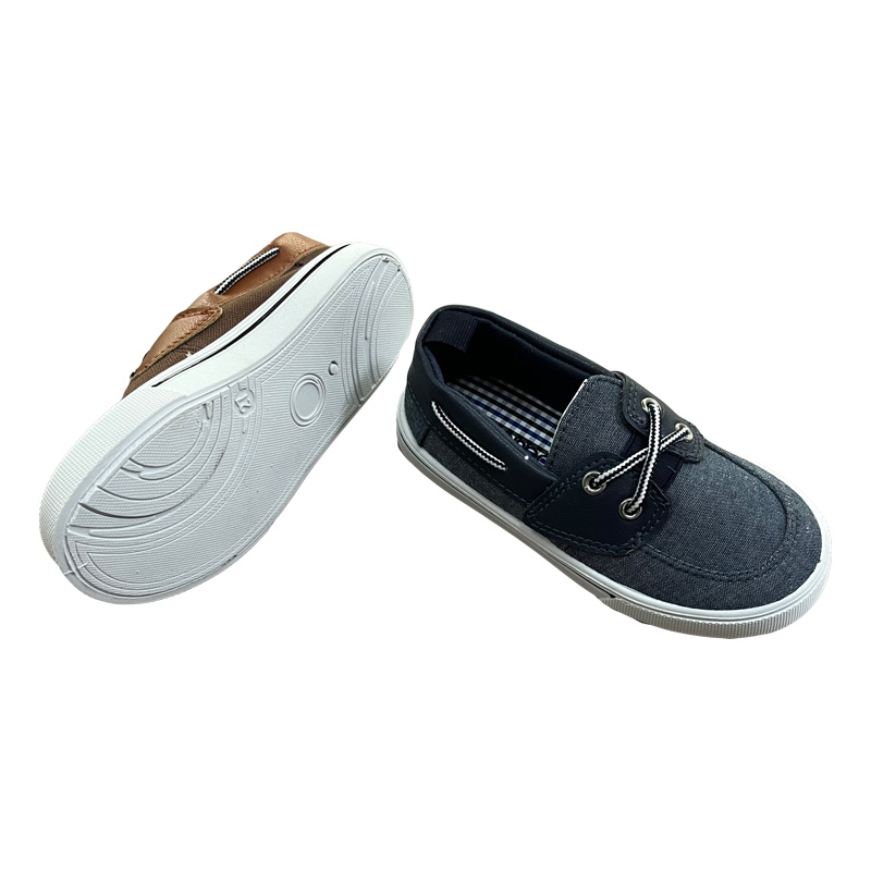 Kids Canvas Boat Shoes In Grey And Brown Color.jpg