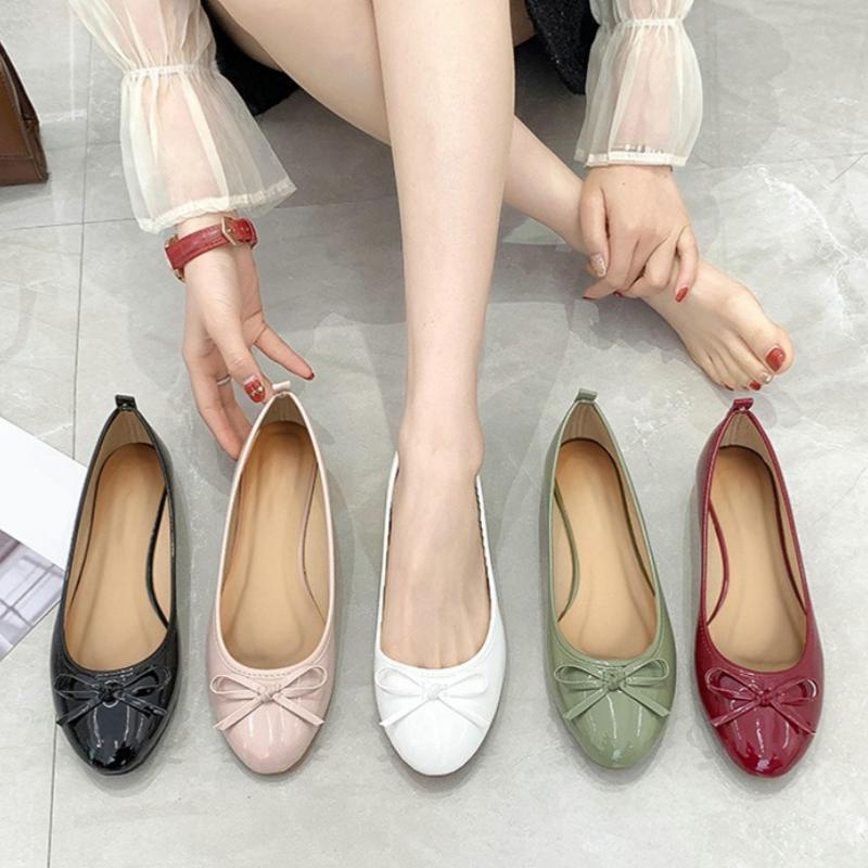 バレエスリッパ ラウンドトゥ 革靴 フラットシューズ レディース カジュアルシューズ