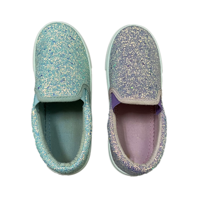 Kids Purple Green Shining Slip On Shoes With PU Upper.jpg