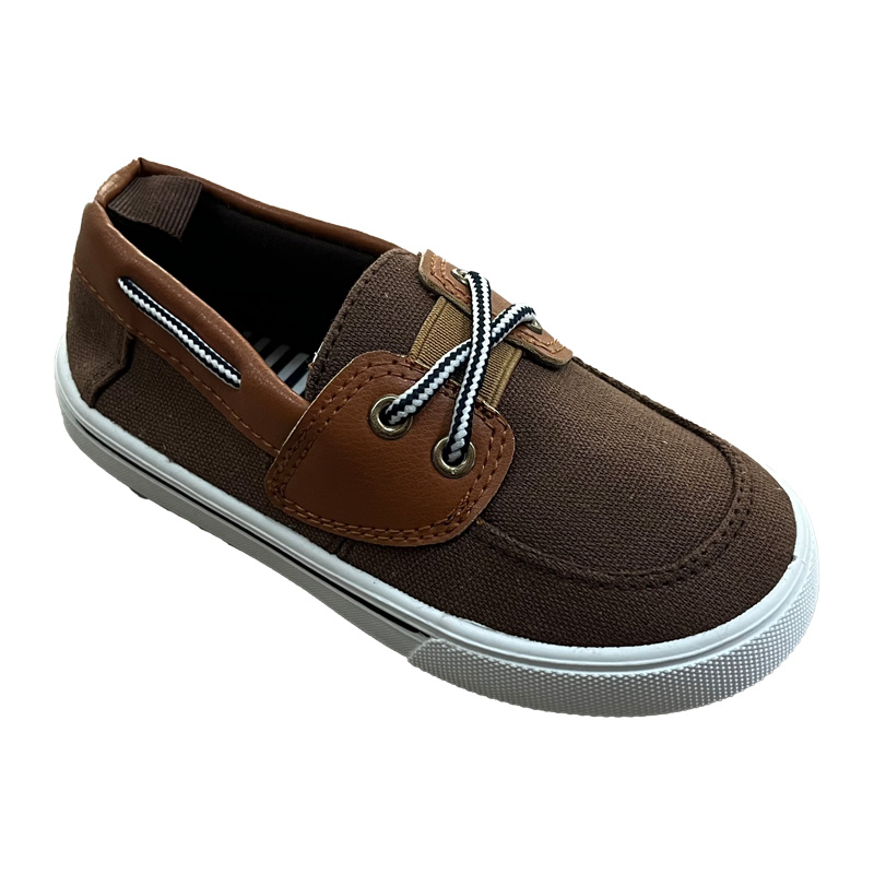 Kids Canvas Boat Shoes In Grey And Brown Color.jpg