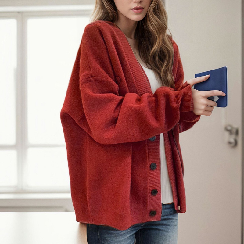 レディース Vネック ニットカーディガン