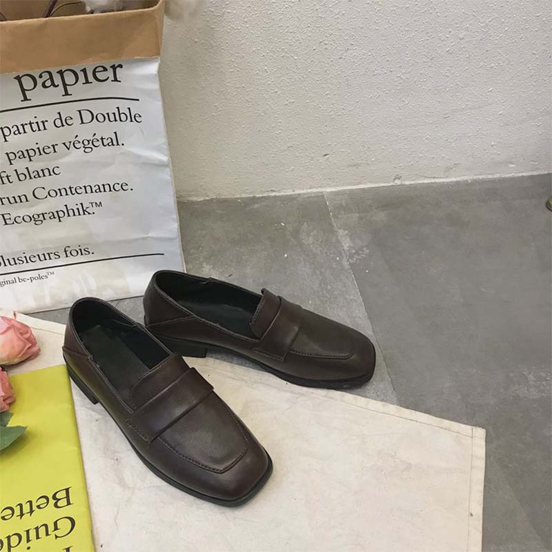 フラットシューズ パンプス レディース スクエアトゥ ヴィンテージ シングルシューズ