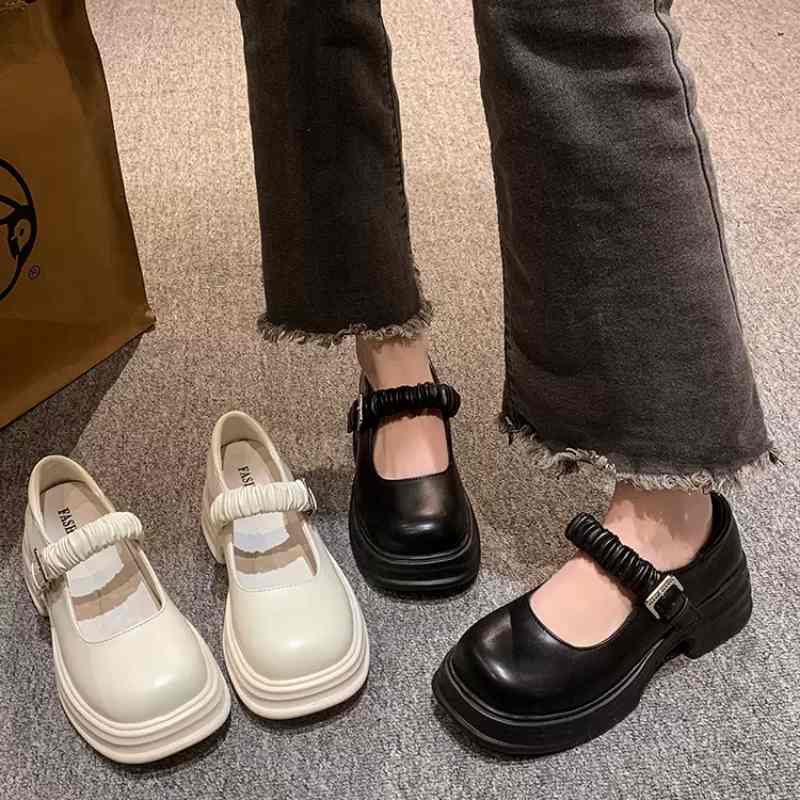 チャンキーシューズ レディース カジュアルシューズ ローファー バックル シューズ