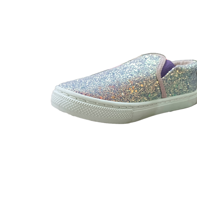Kids Purple Green Shining Slip On Shoes With PU Upper.jpg