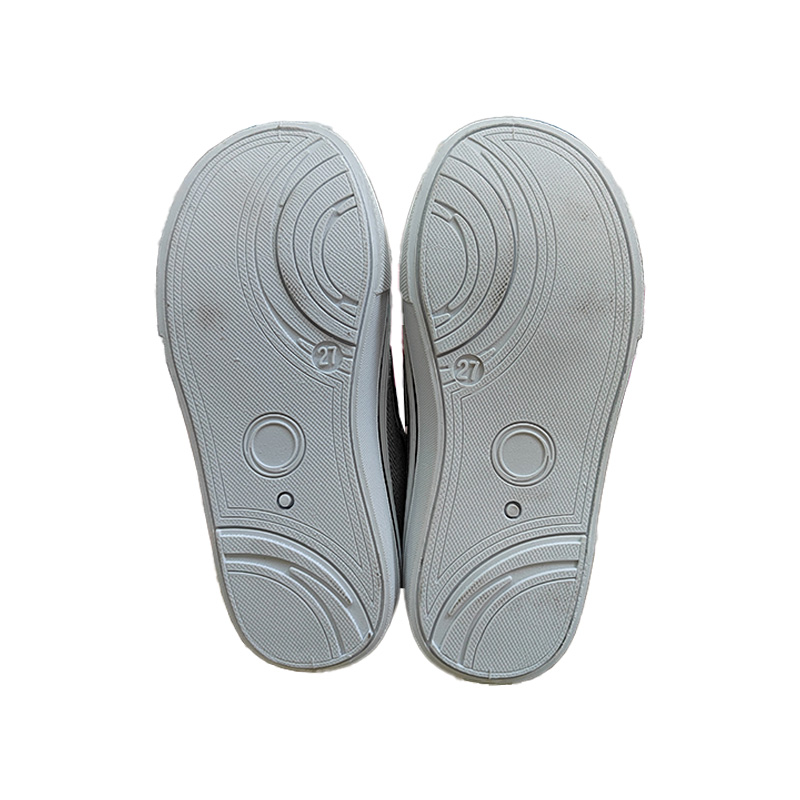 グレーとブラウン色の子供用キャンバス ボート シューズ