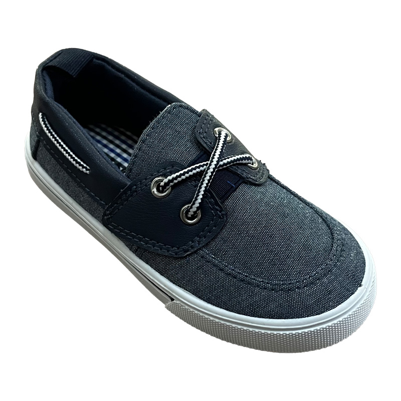 Kids Canvas Boat Shoes In Grey And Brown Color.jpg