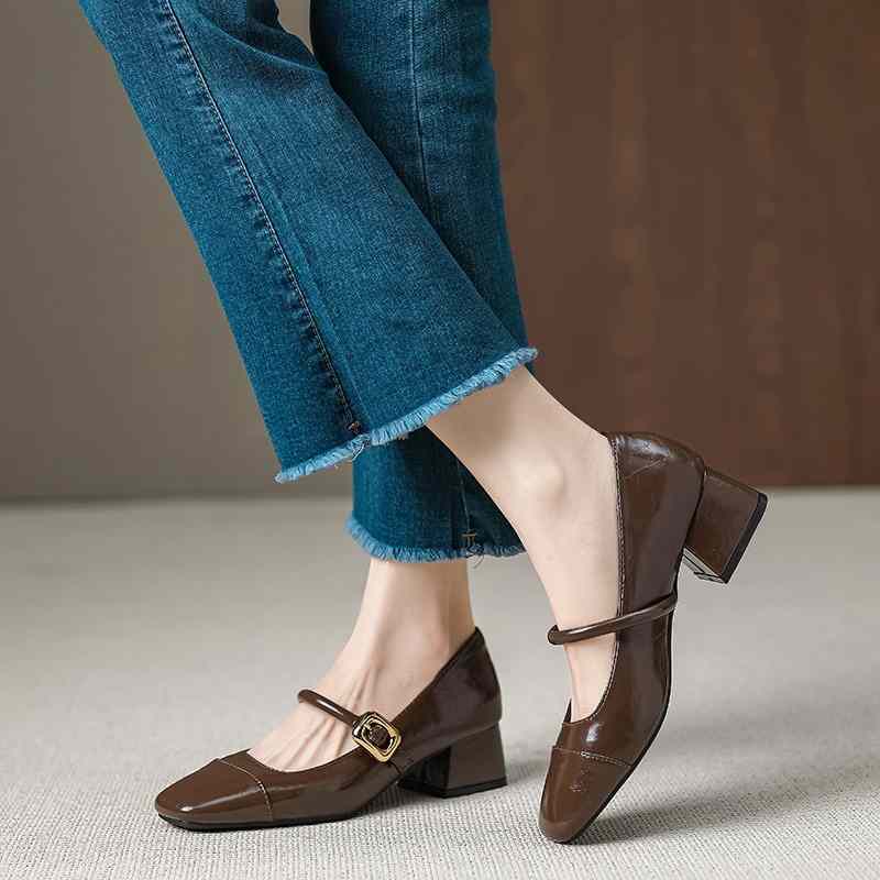 チャンキーヒール シングルシューズ カジュアル レディースシューズ ハイヒール シューズ