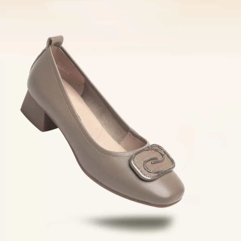 本革レディースシューズ春夏レディースシューズ革靴チャンキーヒール