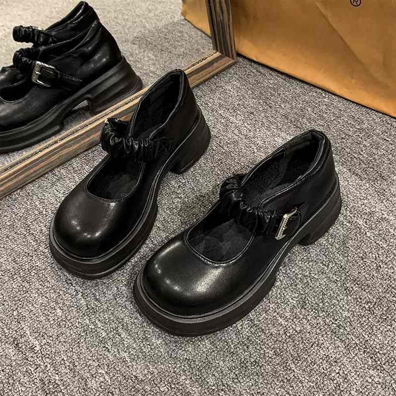 チャンキーシューズ レディース カジュアルシューズ ローファー バックル シューズ