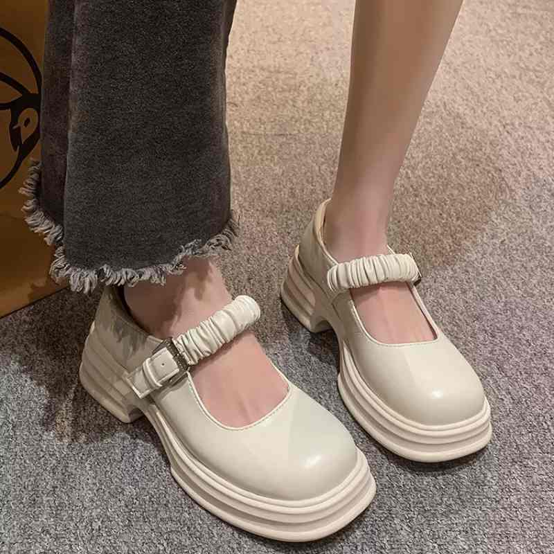 チャンキーシューズ レディース カジュアルシューズ ローファー バックル シューズ