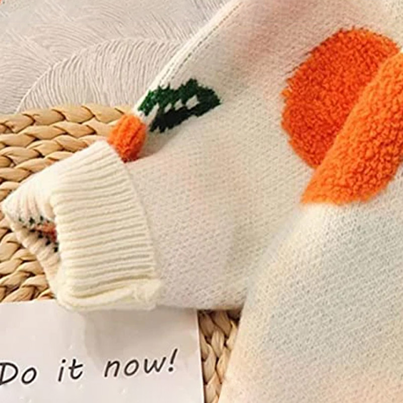 Áo len dệt kim nữ họa tiết màu cam