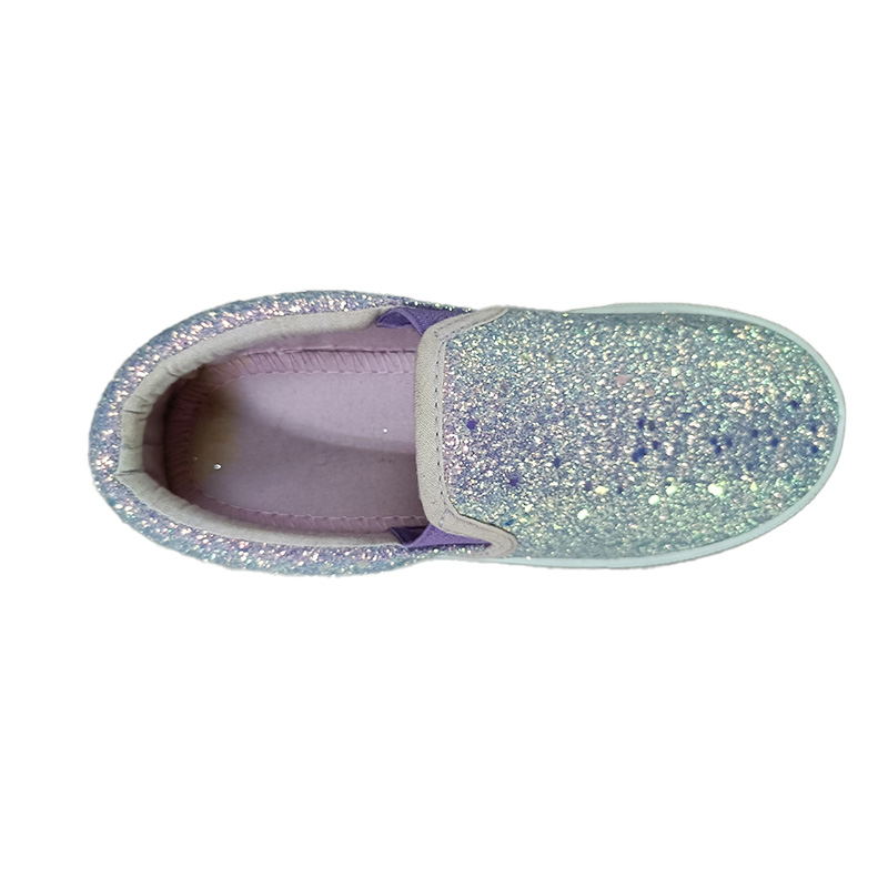 PU アッパー付きキッズ パープル グリーン シャイニング スリッポン シューズ