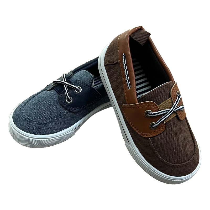 Kids Canvas Boat Shoes In Grey And Brown Color.jpg