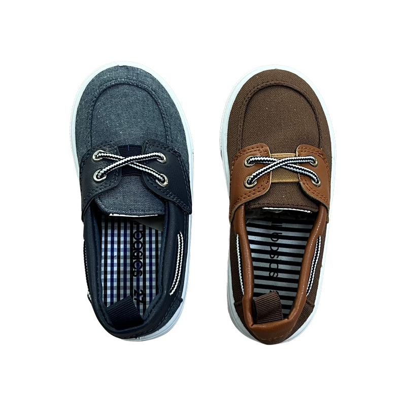 Kids Canvas Boat Shoes In Grey And Brown Color.jpg