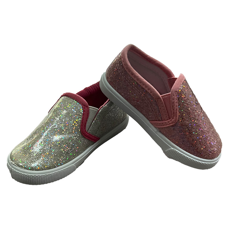 赤と緑の色の子供用PUレザースリッポンシューズ