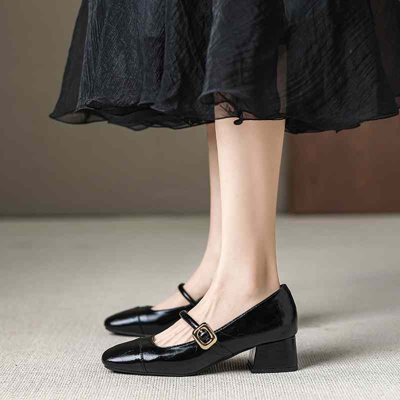 チャンキーヒール シングルシューズ カジュアル レディースシューズ ハイヒール シューズ