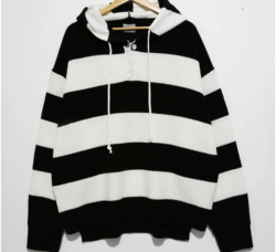Men's Knitted Striped Hooded Sweater