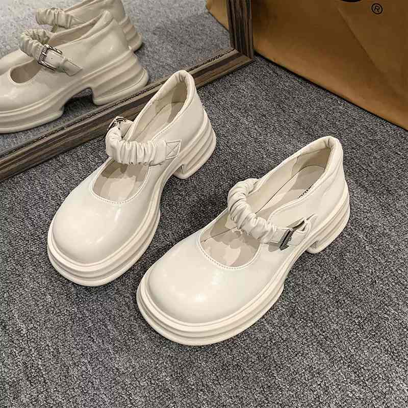 チャンキーシューズ レディース カジュアルシューズ ローファー バックル シューズ