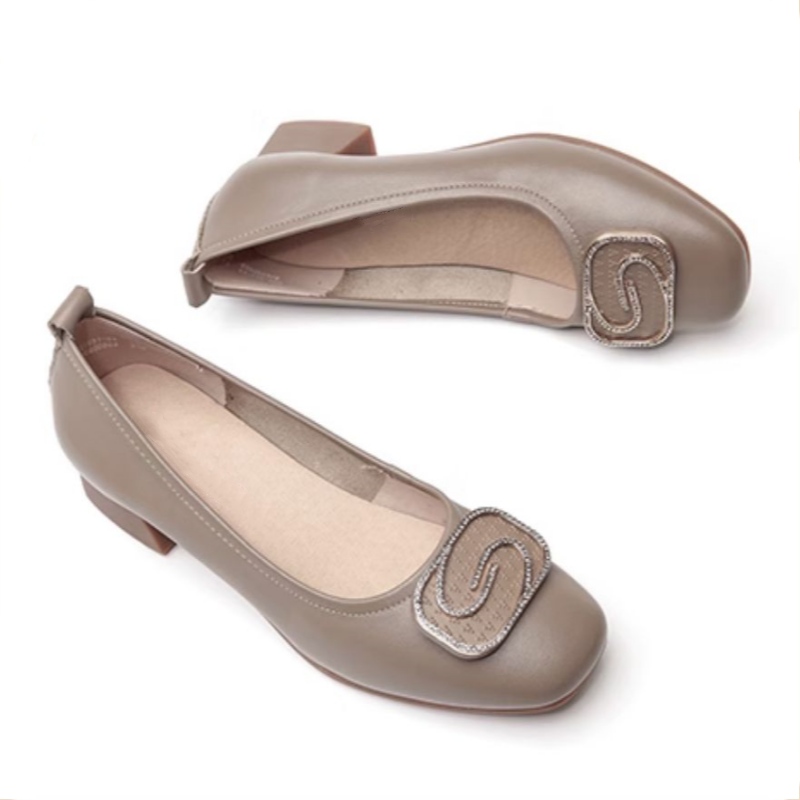 本革レディースシューズ春夏レディースシューズ革靴チャンキーヒール