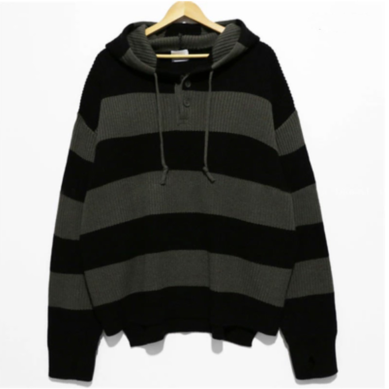 Men's Knitted Striped Hooded Sweater.jpg
